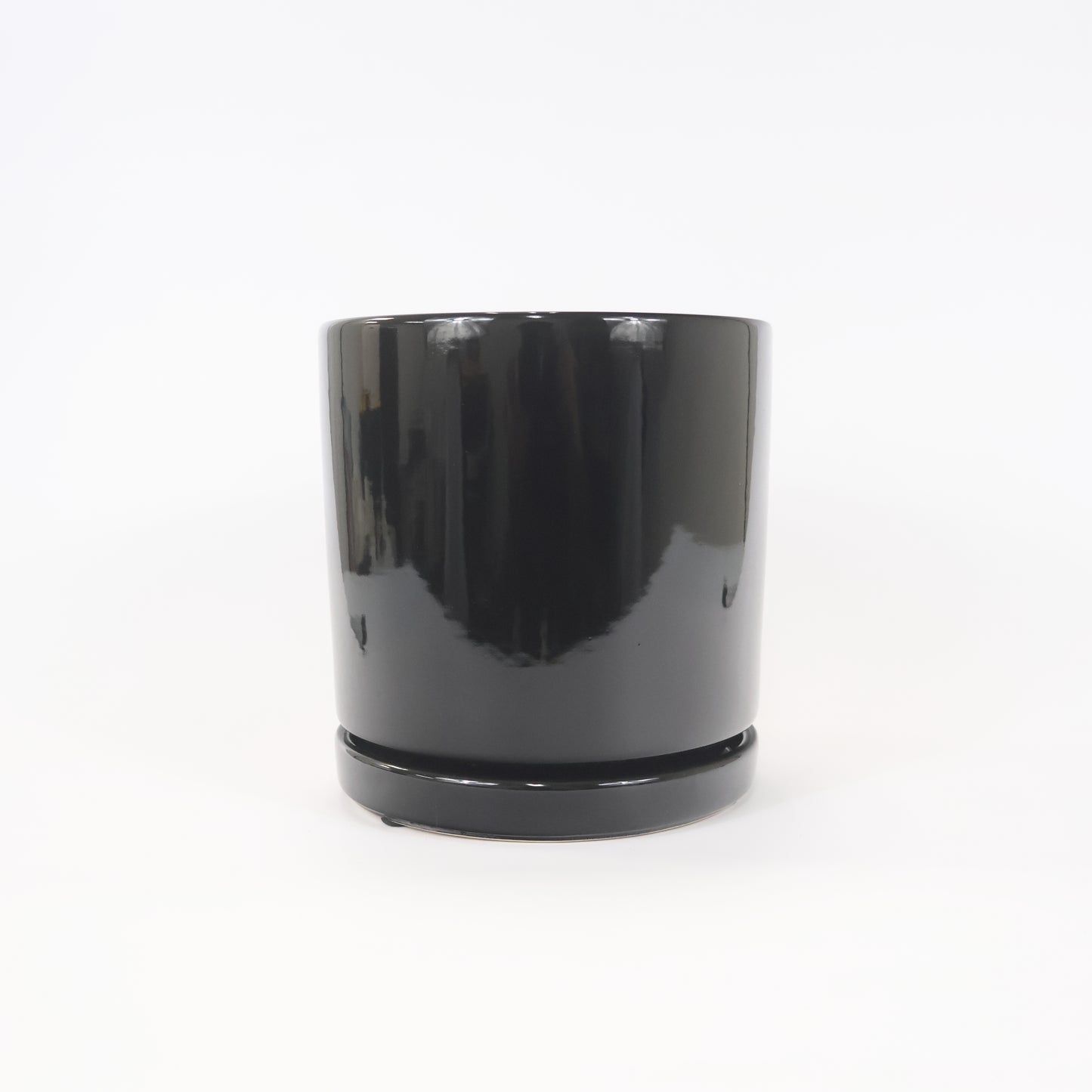 An image of the Glazed Black Tall Modern Cylinder ceramic container.
