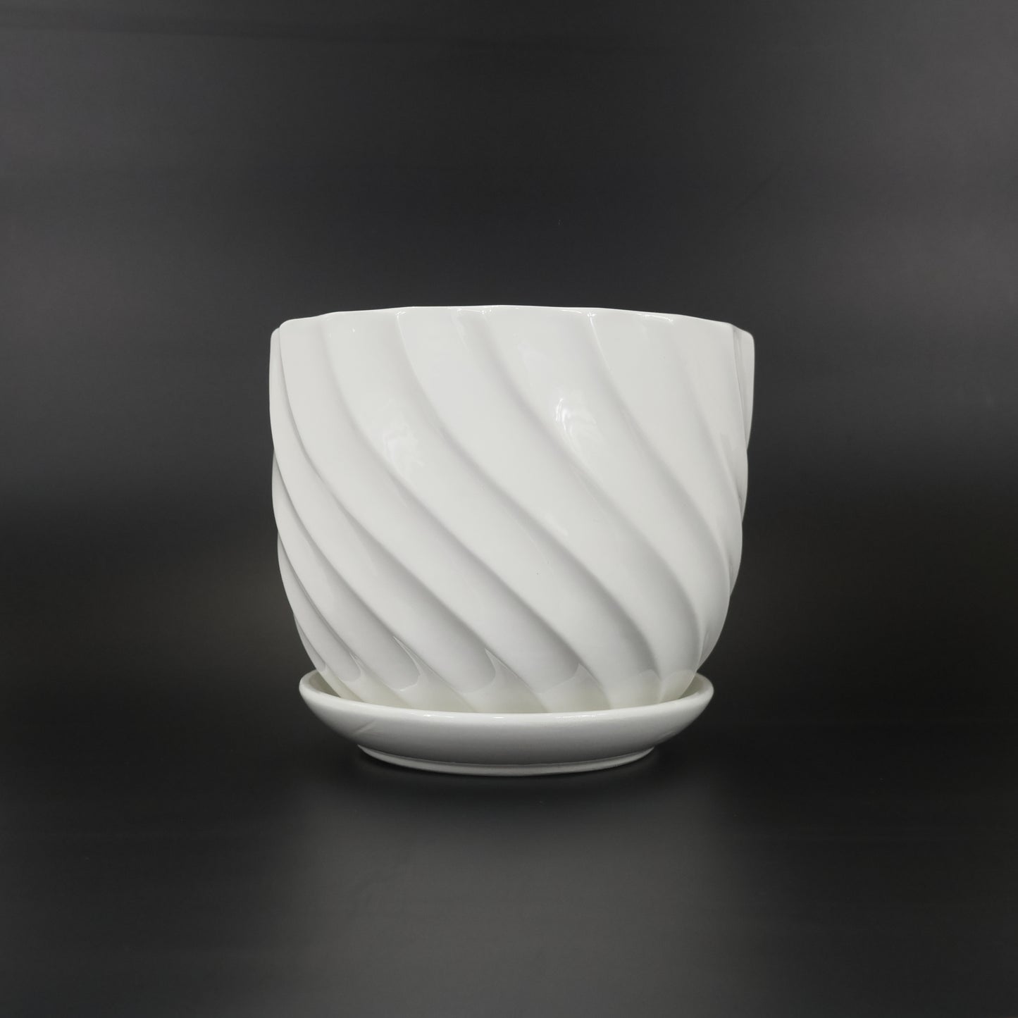 An image of the White Porcelain Swirl design ceramic container.